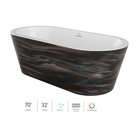 Jacuzzi Celeste 70" Free Standing Acrylic Air Tub with Center Drain, Drain Assembly, and Overflow Midnight