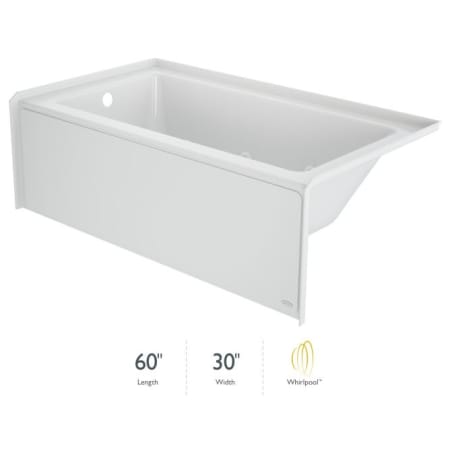 Jacuzzi Signature 60" Three Wall Alcove Acrylic Whirlpool Tub with Left Drain and Overflow White