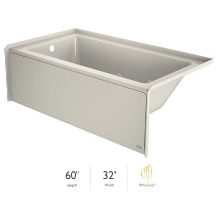 Jacuzzi Signature 60" Three Wall Alcove Acrylic Whirlpool Tub with Left Drain and Overflow Oyster