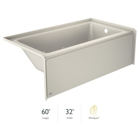 Jacuzzi Signature 60" Three Wall Alcove Acrylic Whirlpool Tub with Right Drain and Overflow Oyster