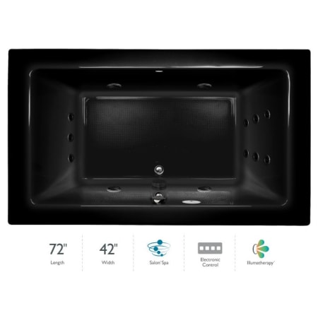 Jacuzzi 72" x 42" Sia&reg; Drop In Luxury Salon Spa Bathtub with 13 Jets, Luxury Controls, Illumatherapy, Heater, Center Drain and Right Pump Black