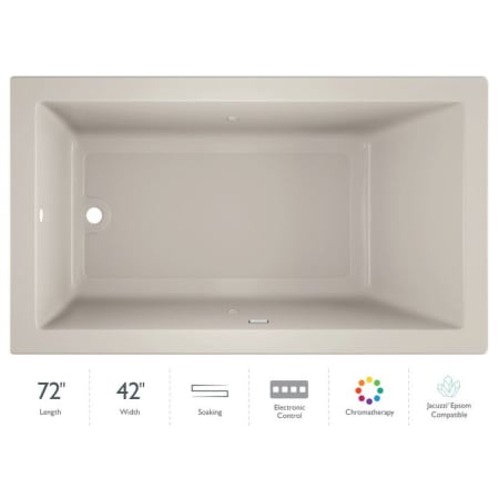 Jacuzzi 72" x 42" Solna™ Drop-In/Undermount Luxury Soaking Bathtub with Chromatherapy, Basic Controls and Reversible Drain Placement Oyster