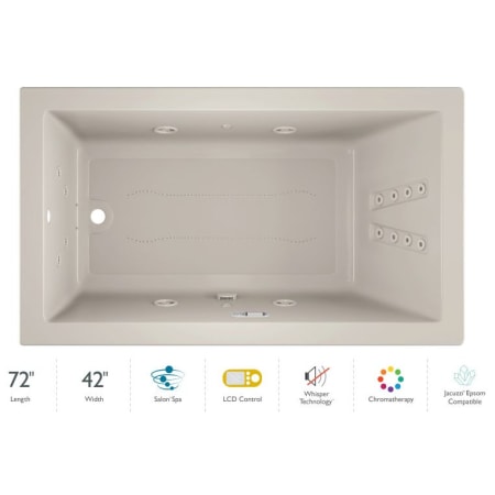 Jacuzzi 72" x 42" Solna™ Drop-In/Undermount Luxury Salon® Spa Bathtub with Luxury LCD Controls, Chromatherapy, Whisper Technology™, Heater and Right Drain Oyster