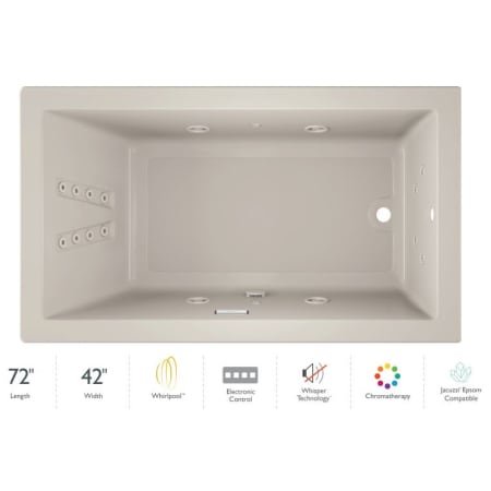 Jacuzzi 72" x 42" Solna™ Drop-In/Undermount Luxury Whirlpool Bathtub with Luxury Controls, Chromatherapy, Whisper Technology™, Heater and Right Drain Oyster