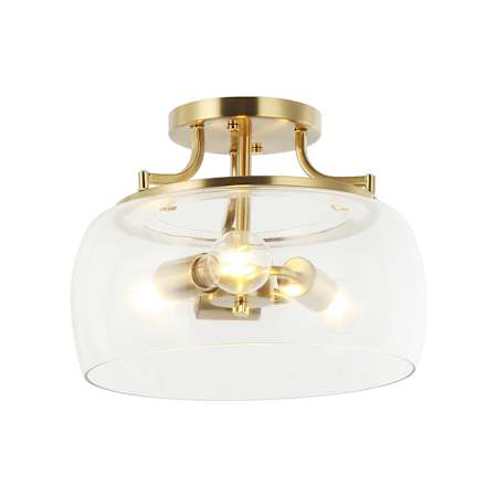 James Allan 3 Light 13" Wide Semi-Flush Ceiling Fixture with Clear Glass Shade Gold