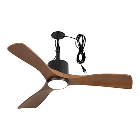 James Allan BreezeLite 42" 3 Blade Indoor Plug-In LED Ceiling Fan with Wood Grain Blades Brown