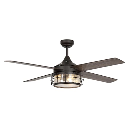 James Allan 52" 4 Blade Indoor Ceiling Fan with Clear, Seedy Glass Shade Bronze