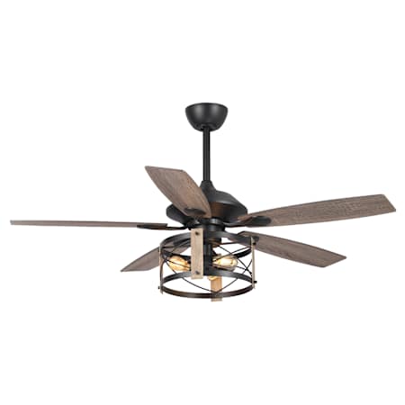 James Allan 52" 5 Blade Indoor Ceiling Fan with Wood Accents Black