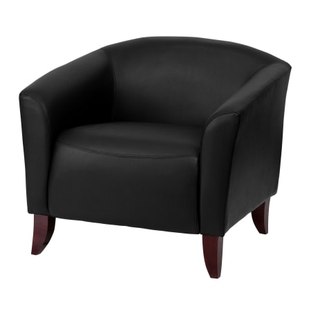 James Allan 34" Wide Leather-Blend Low Back Accent Chair Black