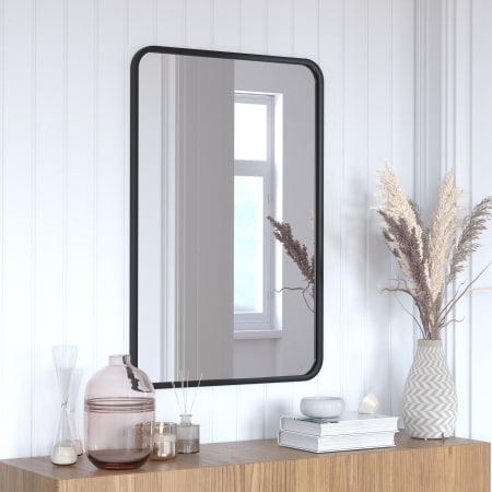 James Allan Byzantium 24" W x 36" H Rectangular Metal Framed Bathroom Mirror Matte Black