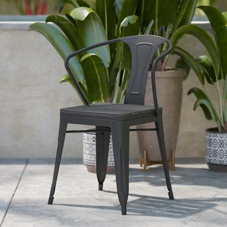 James Allan Jaziel 21" Wide Two Piece Steel Framed Poly Resin Dining Chair Set Black