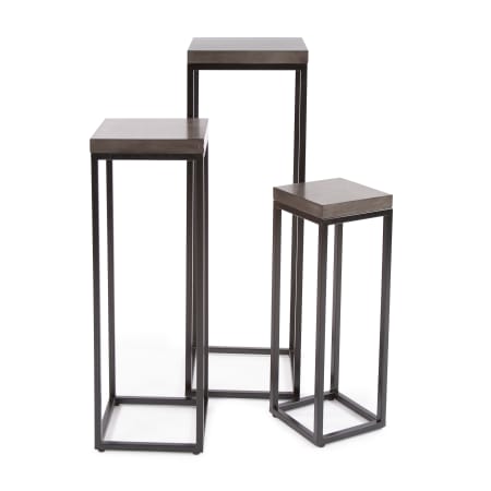 James Allan 3 Piece Wood Top Metal Farmhouse Pedestal Table Set Smoke Gray / Black