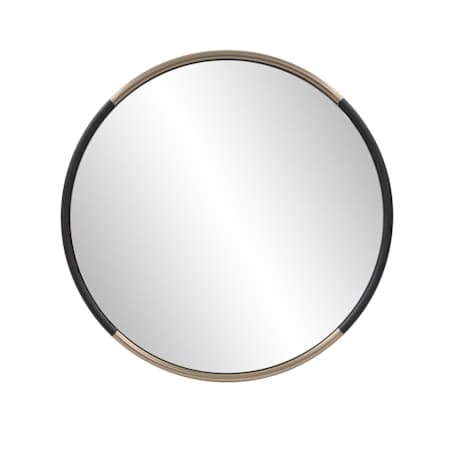 James Allan Windsor 34" Diameter Flat Metal Accent Mirror Matte Black / Brushed Brass