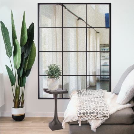 James Allan 42" W x 42" H Rectangular Framed Bathroom Mirror Powder Black