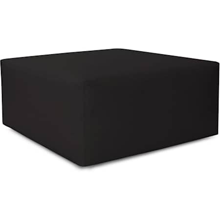 James Allan Florie 36" Wide Plywood and Polyester Outdoor Square Ottoman with Foam Filling Black