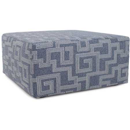 James Allan Mistify 36" Wide Plywood and Polyester Outdoor Square Ottoman Denim