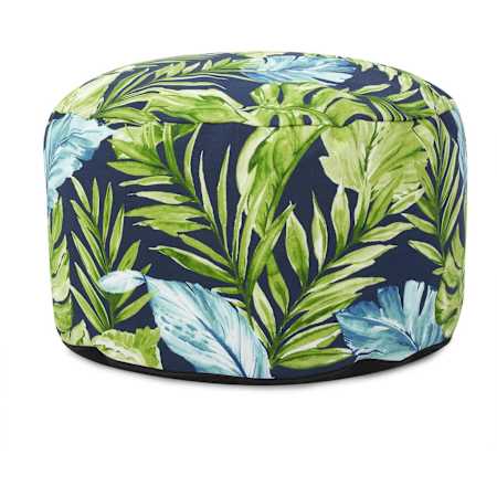 James Allan Vykus 22" Wide Polyester Outdoor Foot Pouf Ottoman Indigo / Lime
