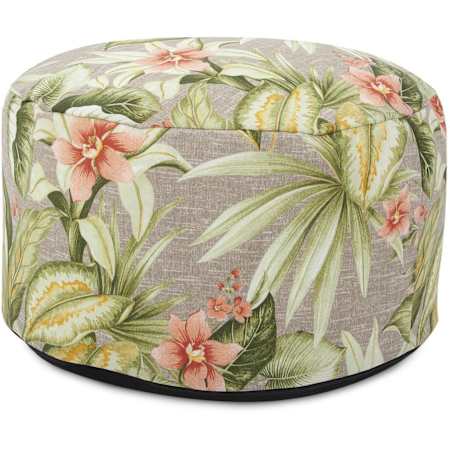 James Allan Heartscale 22" Wide Polyester Outdoor Foot Pouf Ottoman Brown / Green / Coral