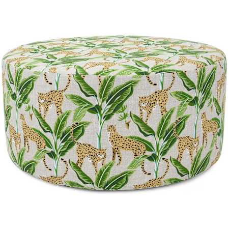 James Allan Mengu 36" Wide Plywood and Polyester Outdoor Round Ottoman Natural