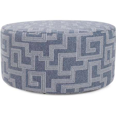 James Allan Mistify 36" Wide Plywood and Polyester Outdoor Round Ottoman Denim