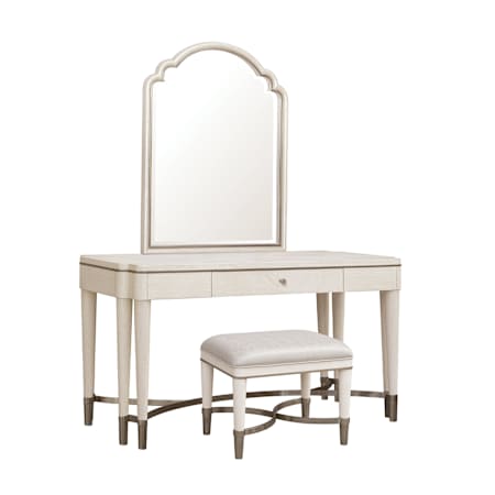 James Allan Grace Vanity and Mirror Set with Stool Opulent Opal