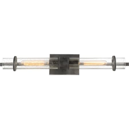 James Allan Lux 2 Light 27-1/2" Wide Bath Bar with Seedy Glass Shades Iron Black