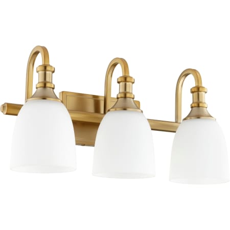 James Allan Armada 3 Light 20-1/4" Wide Bathroom Vanity Light with Satin Opal Shade Aged Brass