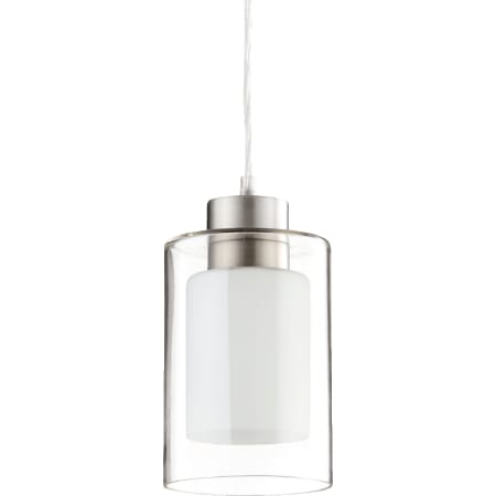 James Allan Reflect Single Light 5" Wide Mini Pendant with Glass Cylinder Shade Satin Nickel / White
