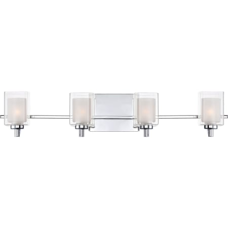 James Allan Vermillion 4 Light 29" Wide LED Bathroom Vanity Light with Outer Clear Glass and Heavy Sand Blast Inner Glass Polished Chrome