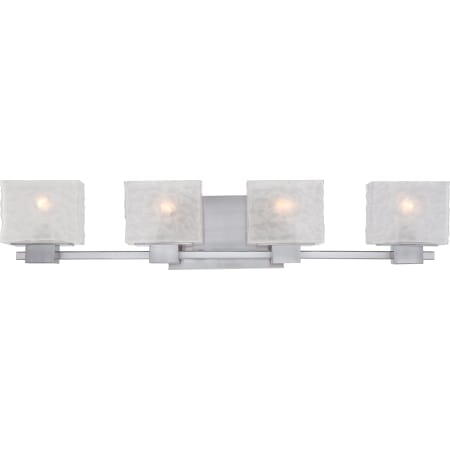 James Allan Starr 4 Light 33" Wide Reversible Bathroom Vanity Light with Mottled Textured Glass Brushed Nickel