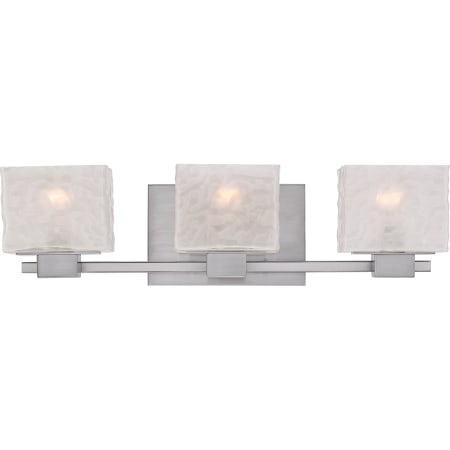 James Allan Starr 3 Light 24" Wide Reversible Bathroom Vanity Light with Mottled Textured Glass Brushed Nickel