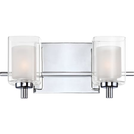 James Allan Vermillion 2 Light 13" Wide LED Bathroom Vanity Light with Outer Clear Glass and Heavy Sand Blast Inner Glass Polished Chrome