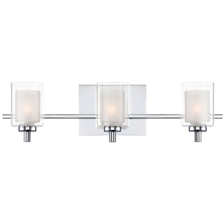 James Allan Vermillion 3 Light 21" Wide LED Bathroom Vanity Light with Outer Clear Glass and Heavy Sand Blast Inner Glass Polished Chrome