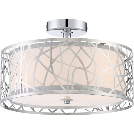 James Allan Curry 3 Light 15" Wide Semi Flush Ceiling Fixture with Glass Drum Shade Polished Chrome