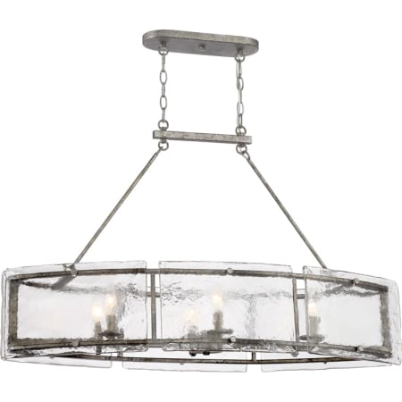 James Allan Tyrrell 6 Light 39" Wide Linear Chandelier with Glass Panel Shades Mottled Silver