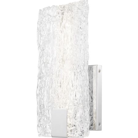 James Allan Curry 12" Tall Integrated LED Wall Sconce with Noodle Glass Panel Shade - ADA Compliant Polished Chrome