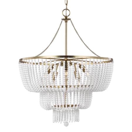 James Allan Vienne 6 Light 22" Wide Beaded Empire Chandelier Satin Brass
