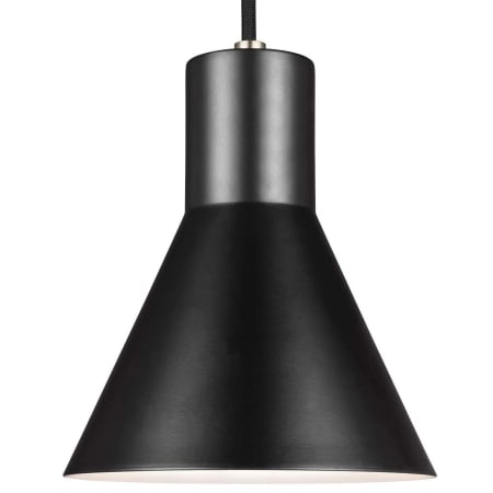 James Allan Woodridge Single Light 7" Wide LED Mini Pendant with Black Shade Brushed Nickel