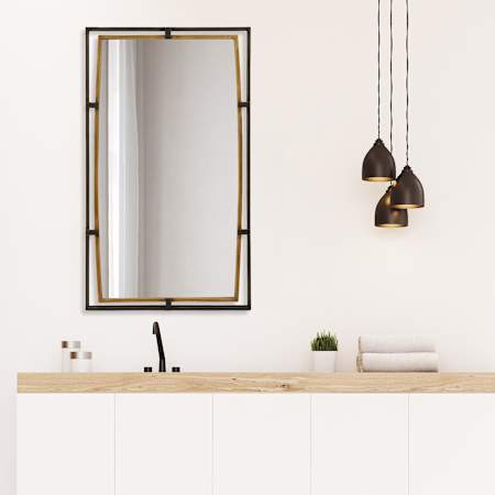 James Allan 22"W x 38"H Rectangular Flat Iron Framed Accent Mirror Distressed Rustic Bronze