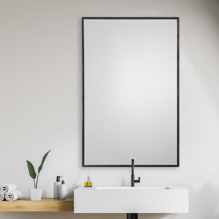 James Allan 24" W x 36" H Rectangular Metal Framed Bathroom Mirror Oil Rubbed Bronze