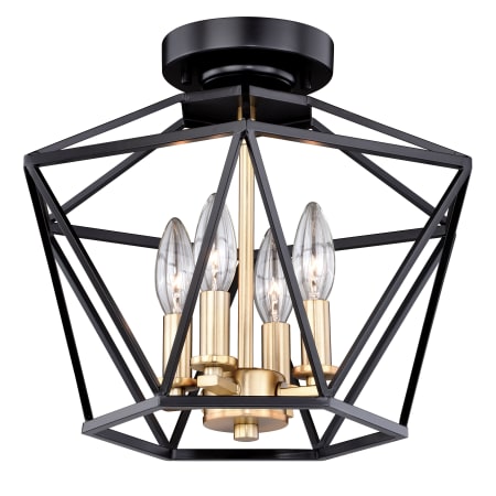 James Allan Israel 4 Light 15" Wide Semi-Flush Ceiling Fixture Noble Bronze with Natural Brass