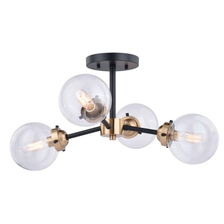 James Allan Louis 4 Light 20" Wide Semi-Flush Ceiling Fixture Oil Rubbed Bronze with Muted Brass