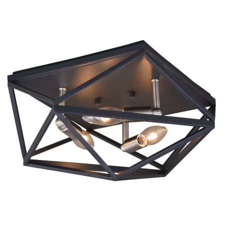 James Allan Atlas 3 Light 15" Wide Flush Mount Ceiling Fixture Black Graphite / Satin Nickel