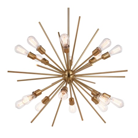 James Allan Sean 16 Light 36" Wide Abstract Sputnik Chandelier Natural Brass