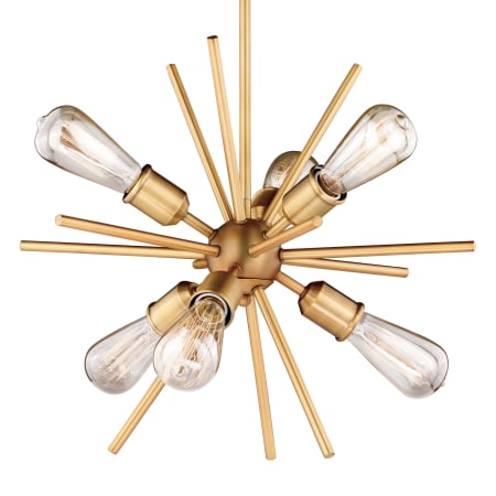 James Allan Sean 6 Light 19" Wide Sputnik Chandelier Natural Brass