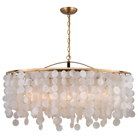 James Allan Calico 36" Wide 5 Light Linear Capiz Shell Chandelier Natural Brass