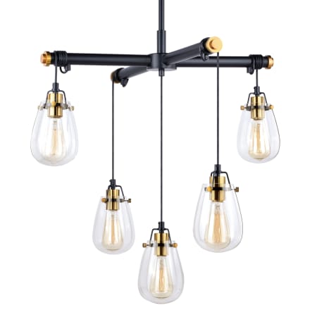 James Allan Chase 5 Light 27" Wide Chandelier Black and Natural Brass
