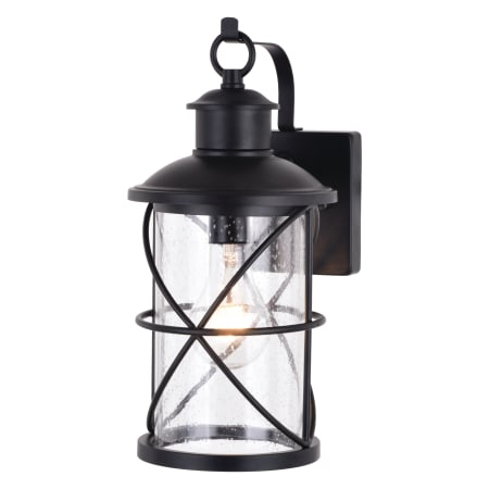 James Allan Oculus 14" Tall Outdoor Wall Sconce with Seedy Glass Shade Black