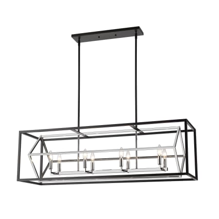 James Allan Alta 8 Light 44" Wide Taper Candle Linear Chandelier Chrome / Matte Black