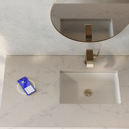 James Martin Vanities 48" Engineered Stone Vanity Top with Rounded Corners, Backsplash and Side splash Victorian Silver